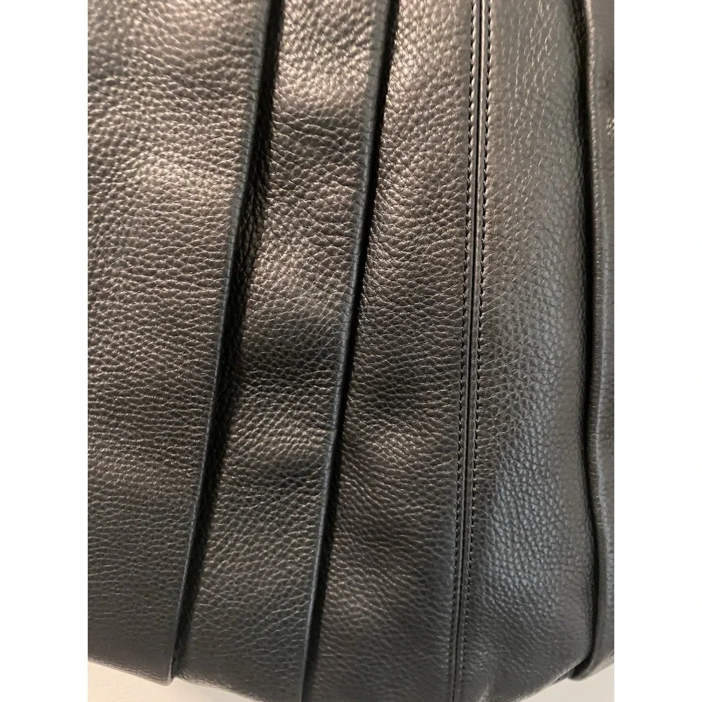 Brighton Purse Black‎ Pebbled Pleated Shoulder Bag Silver Large